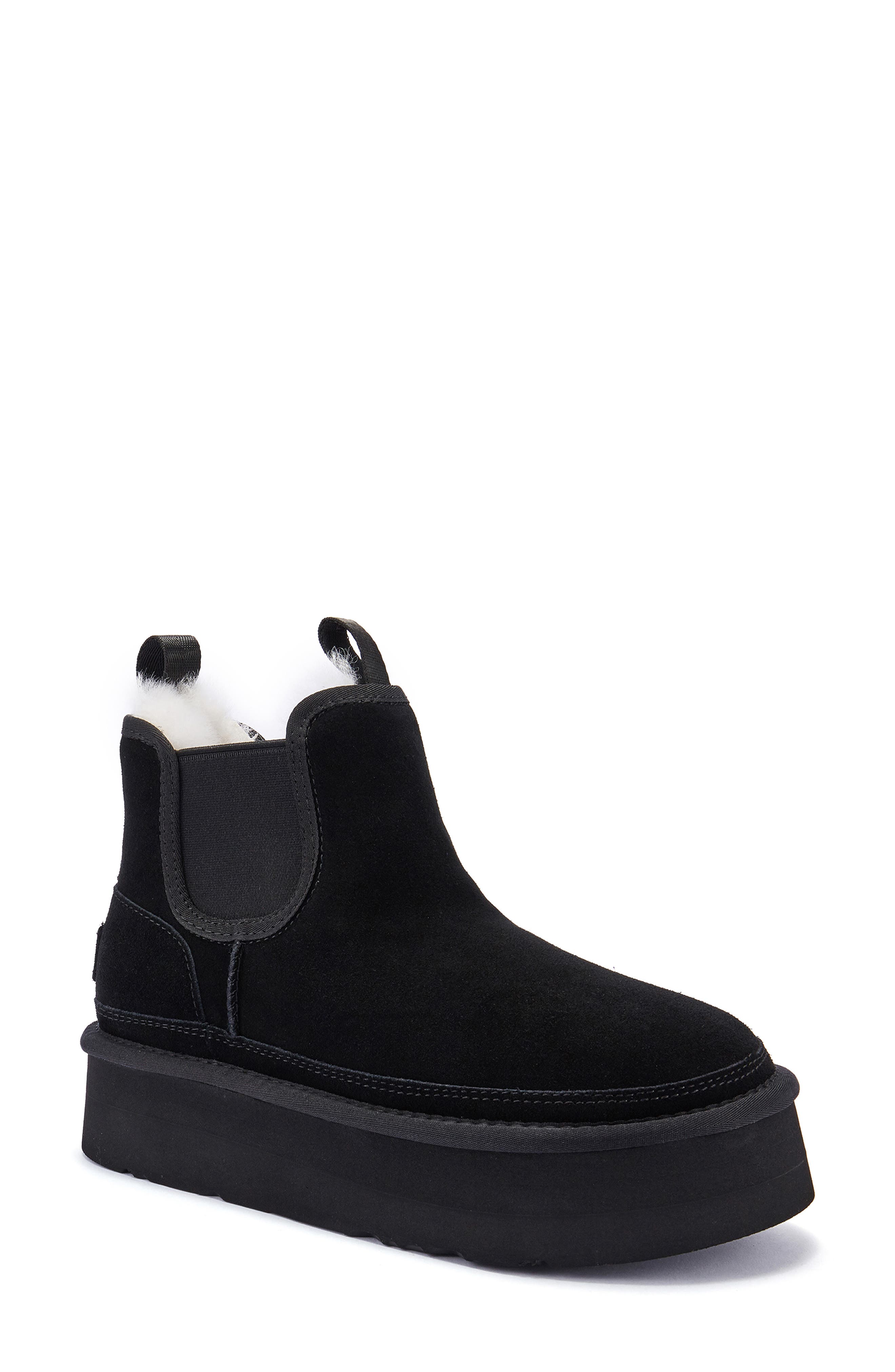 Genuine Shearling Platform Ankle Boot