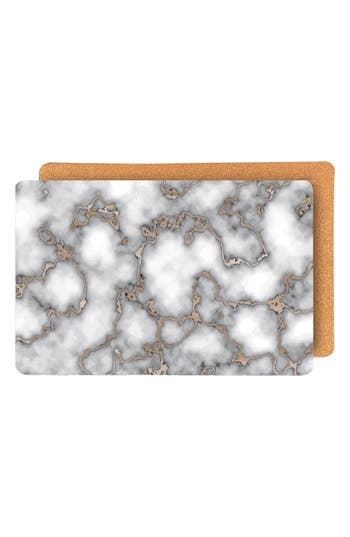 Dainty Home Marble Print Set Of 4 Placemats In Gray