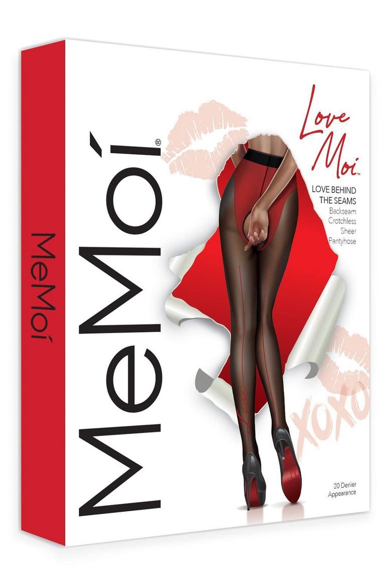 Love Behind the Seams Backseam Crotchless Tights, Alternate, color, BLACK-RED