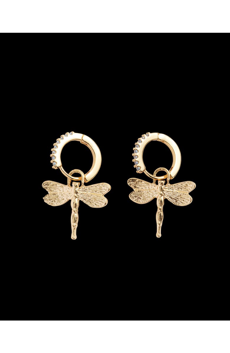 Fable England Dragonfly Crystal Earrings, Alternate, color, Blue & Gold