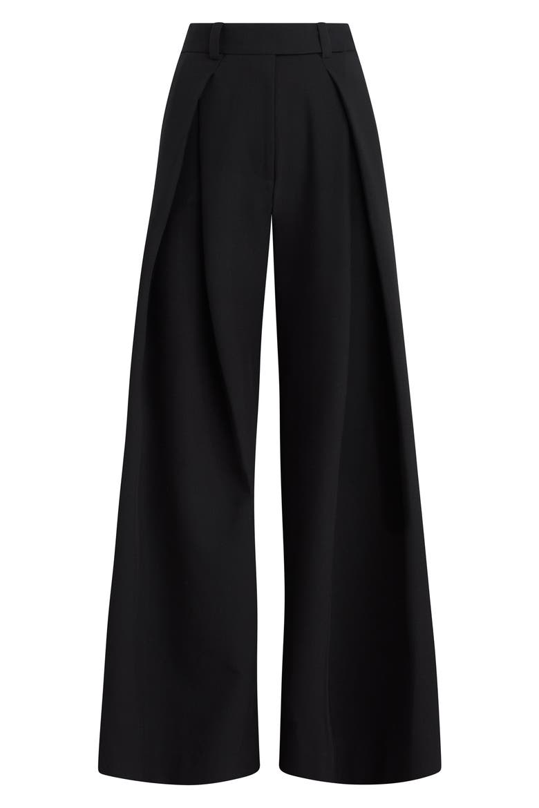 Pleated Wide Leg Pants, Alternate, color, BLACK