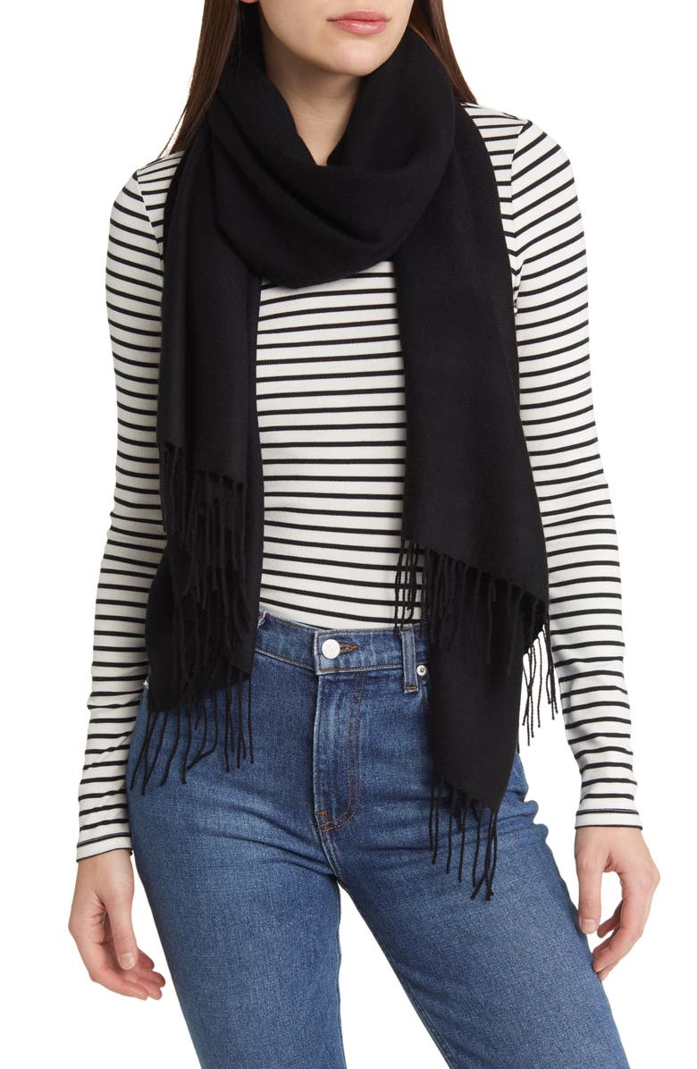 Nordstrom Tissue Weight Wool & Cashmere Scarf, Main, color, Black
