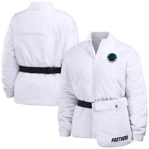 Women's WEAR by Erin Andrews  White Carolina Panthers Packaway Full-Zip Puffer Jacket