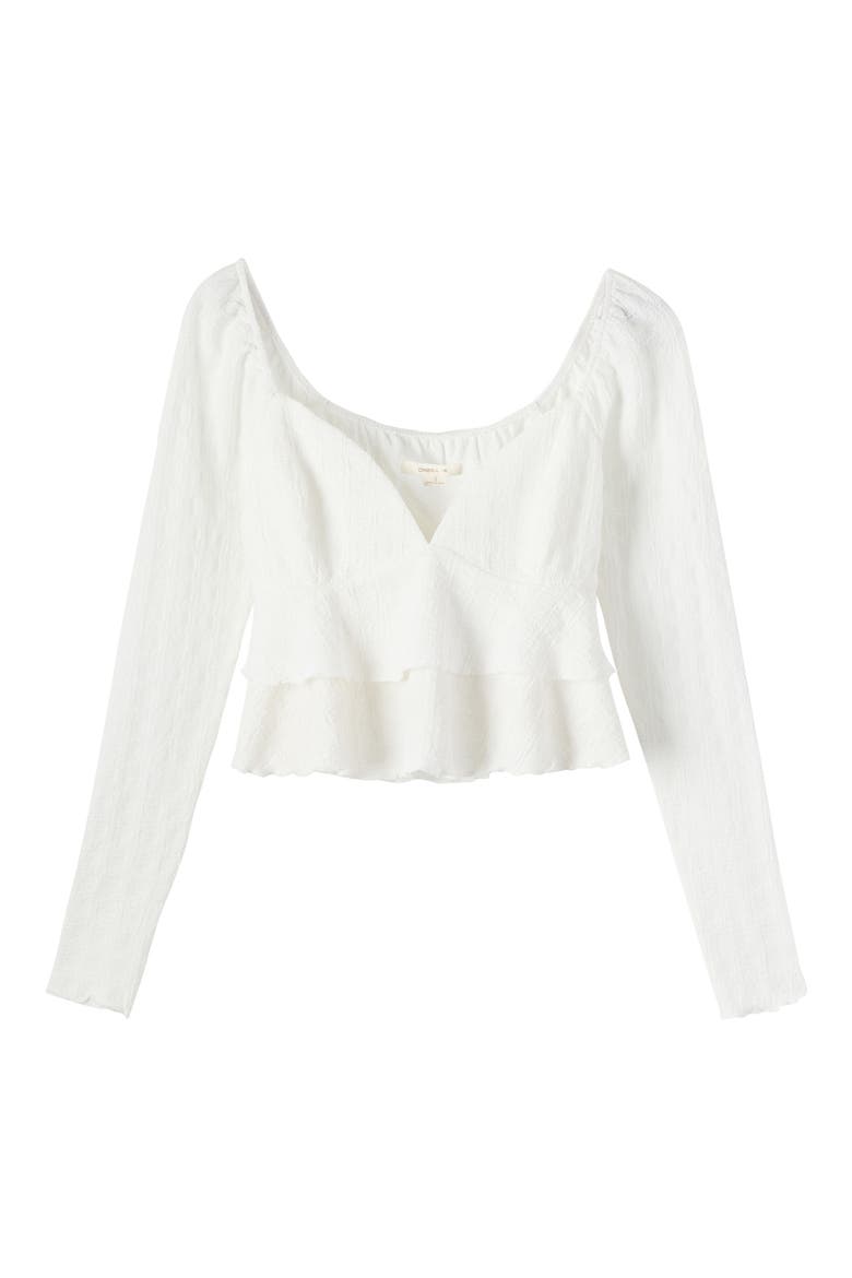 Chloey Ruffle Jacquard Peplum Top, Alternate, color, WINTER WHITE
