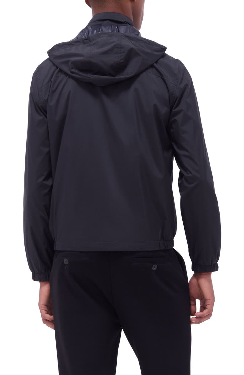 Bugatchi Water Repellent Packable Jacket with Removable Hood, Alternate, color, Black