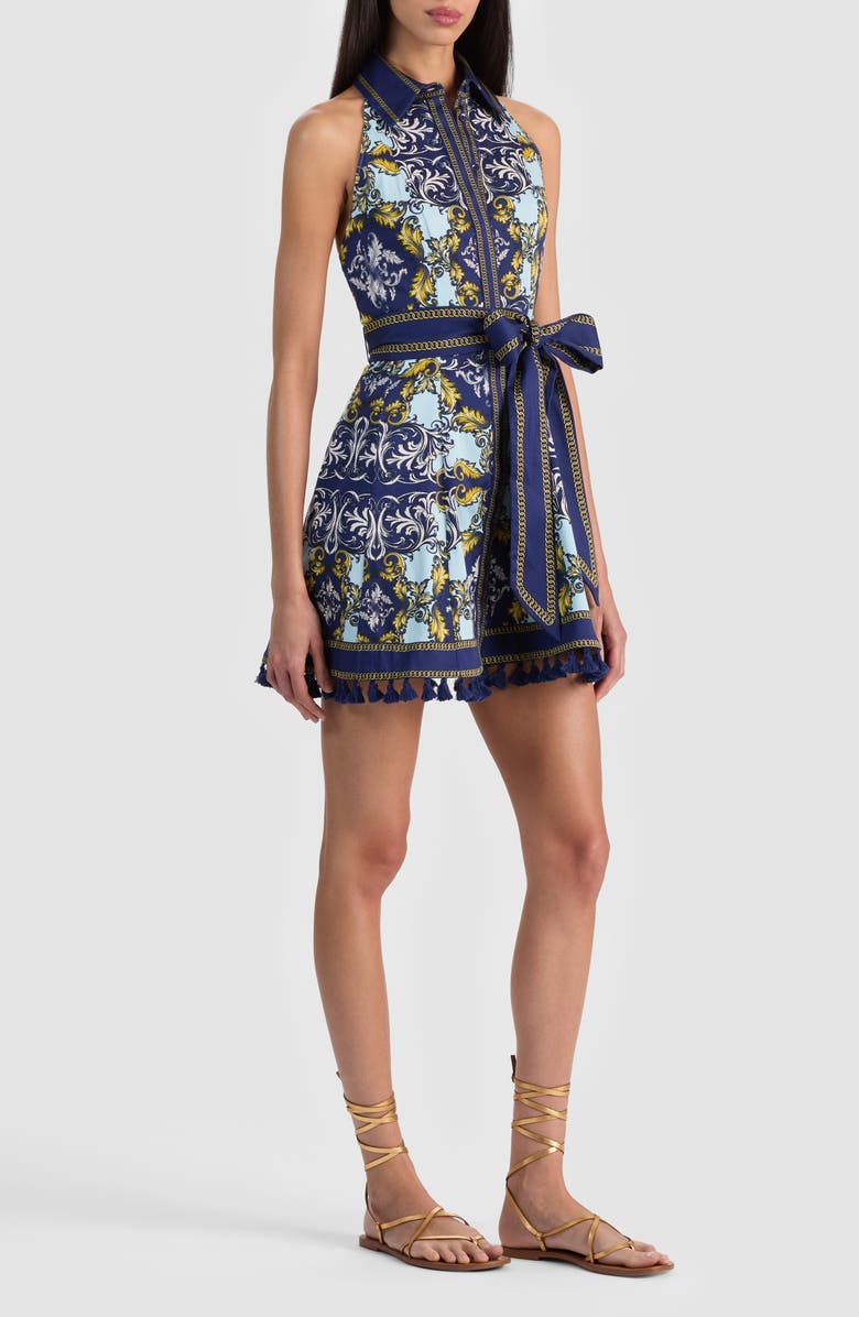 Alice + Olivia Lucy Print Mini Shirtdress, Alternate, color, Antique Scroll