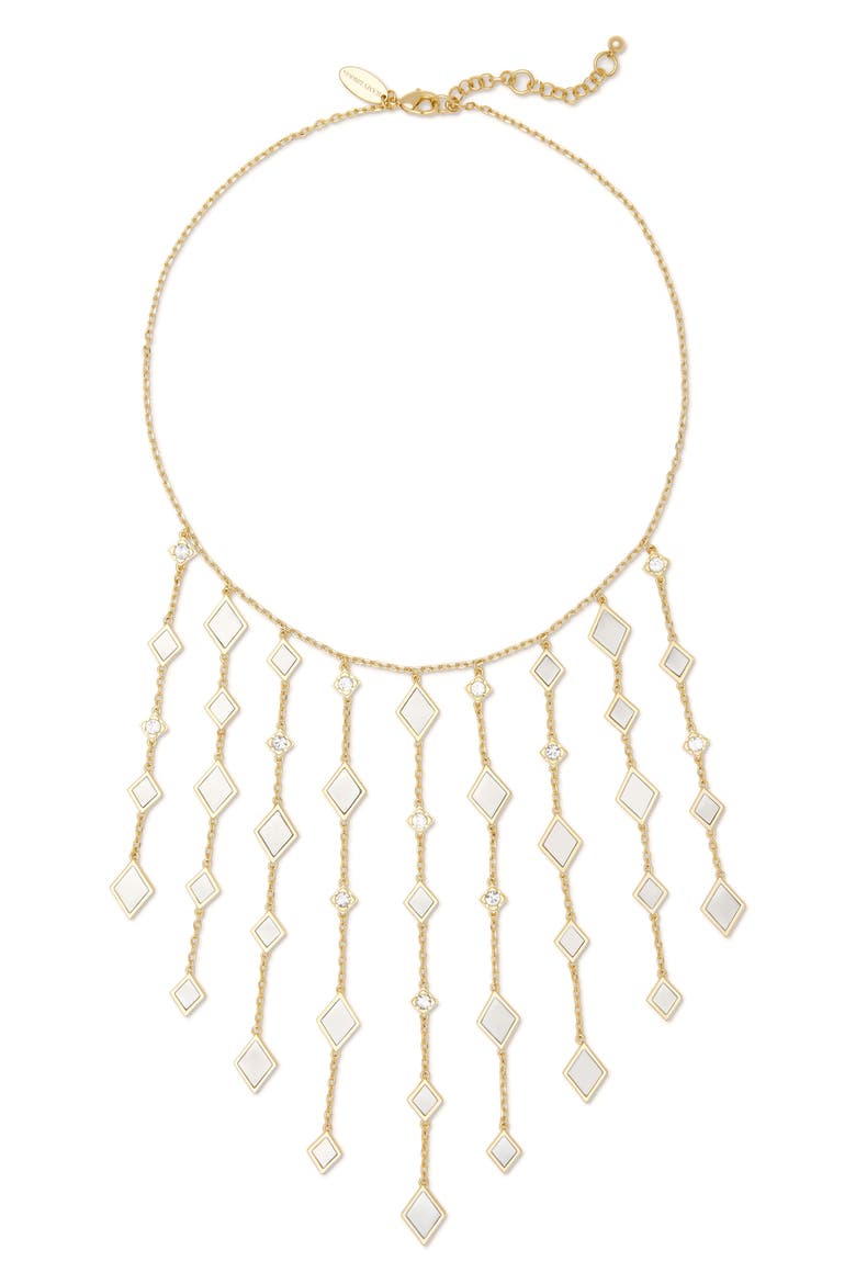 Eliza Crystal Fringe Collar Necklace, Main, color, CLEAR/ TWO TONE