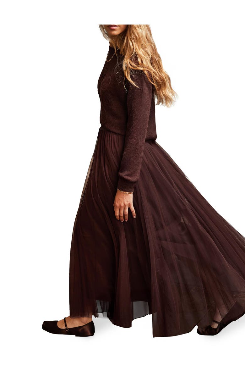 Ro&Zo Tulle Godet Maxi Skirt, Alternate, color, Brown
