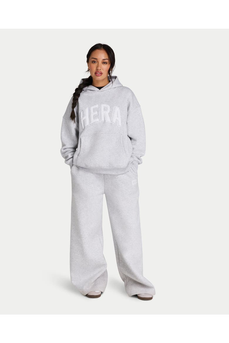 Collegiate Long Sleeve Oversized Hoodie, Main, color, Grey Marl