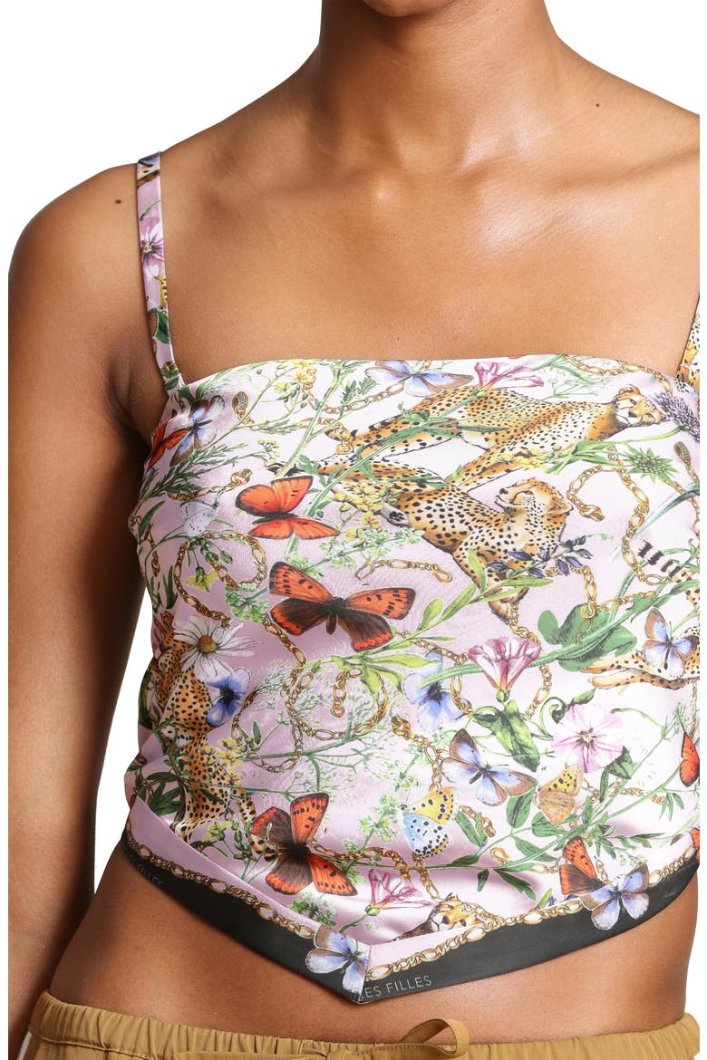 Scarf Satin Crop Top, Alternate, color, PINK CHEETAH SCARF
