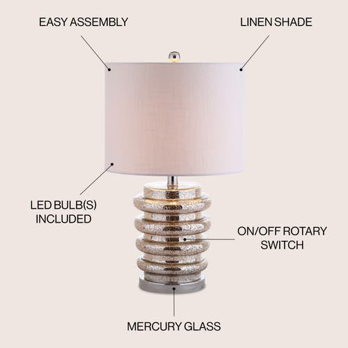 Jonathan Y Allen 22.75" Led Glass Table Lamp, Mercury Silver In Mercury Silver