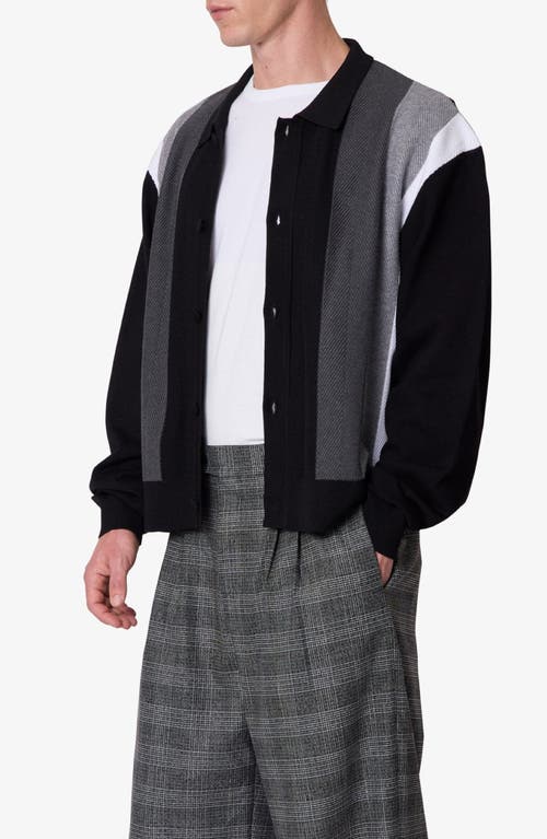 Mnml Stripe Collar Cardigan In Black