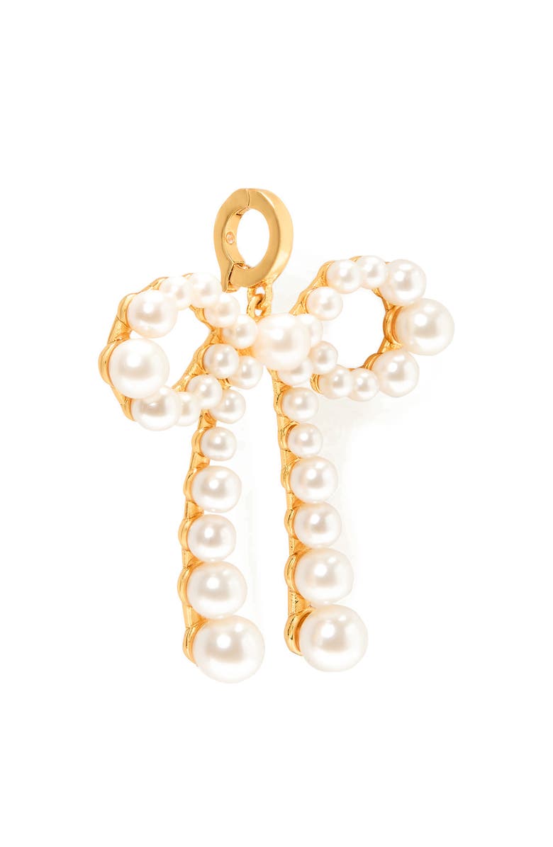 Kate Spade New York faux pearl bow charm, Alternate, color, White Gold.