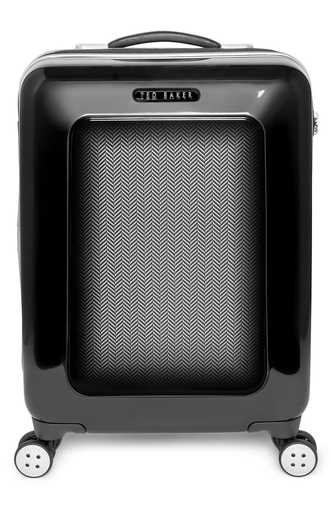 Ted Baker London Small Herringbone Rolling Suitcase, Alternate, color, 