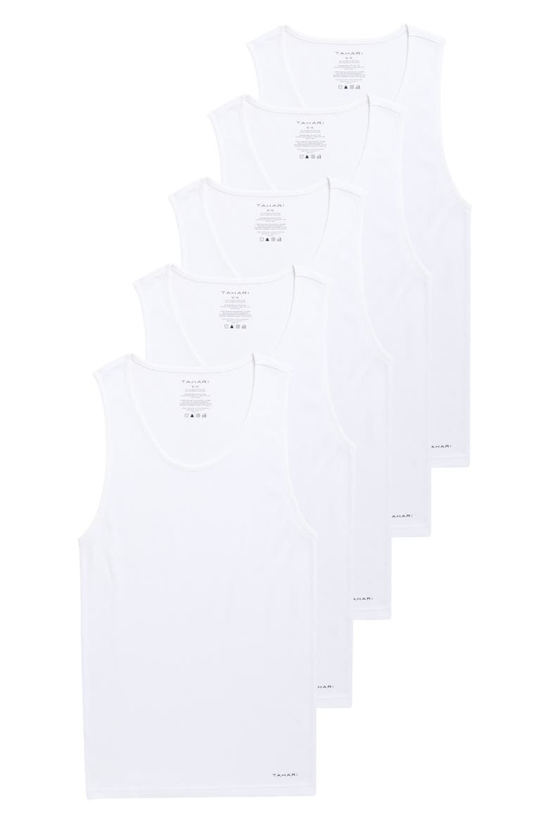 5-Pack Cotton Blend Tanks, Main, color, BRIGHT WHITE