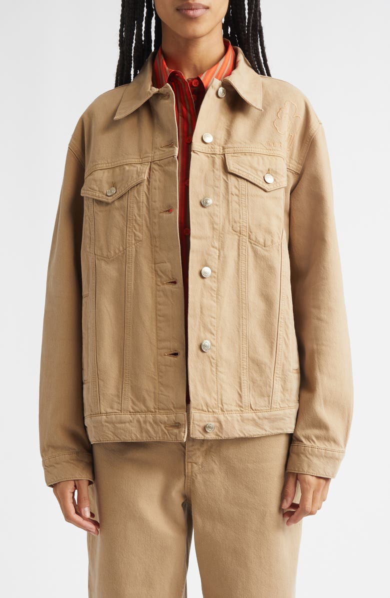 Marimekko Maridenim Murros Denim Trucker Jacket, Main, color, Light Brown