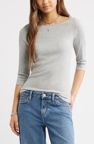 BP. Boat Neck Three-Quarter Sleeve Top