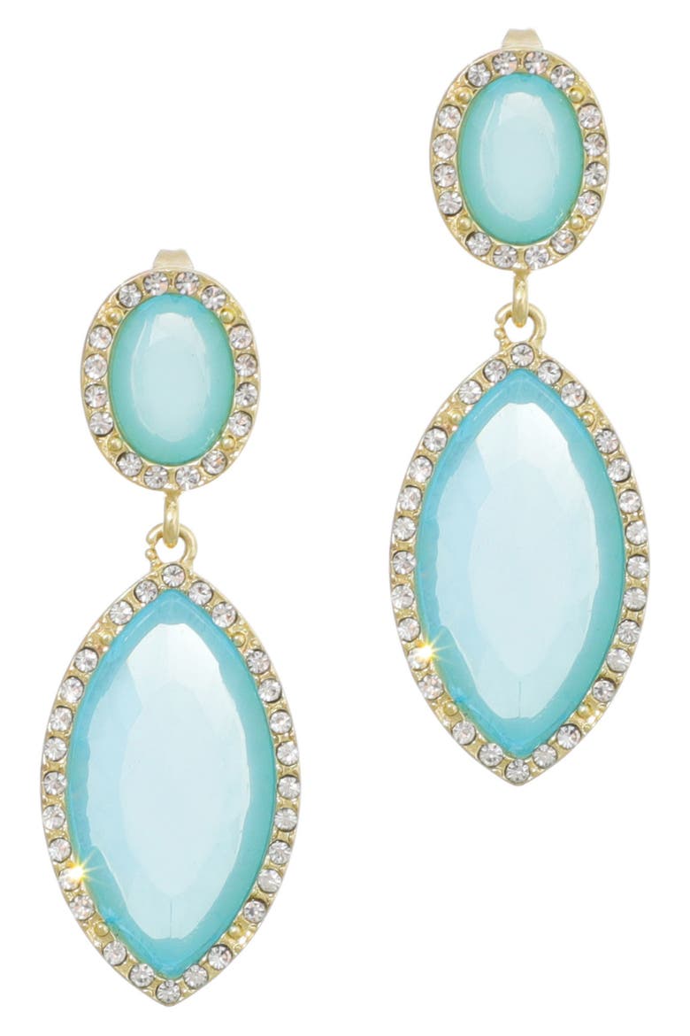 Crystal Halo Drop Earrings, Main, color, BLUE