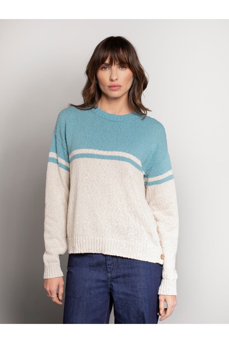 Slub Yarn Colourblock Sweater, Main, color, SKYLIGHT / OATMEAL