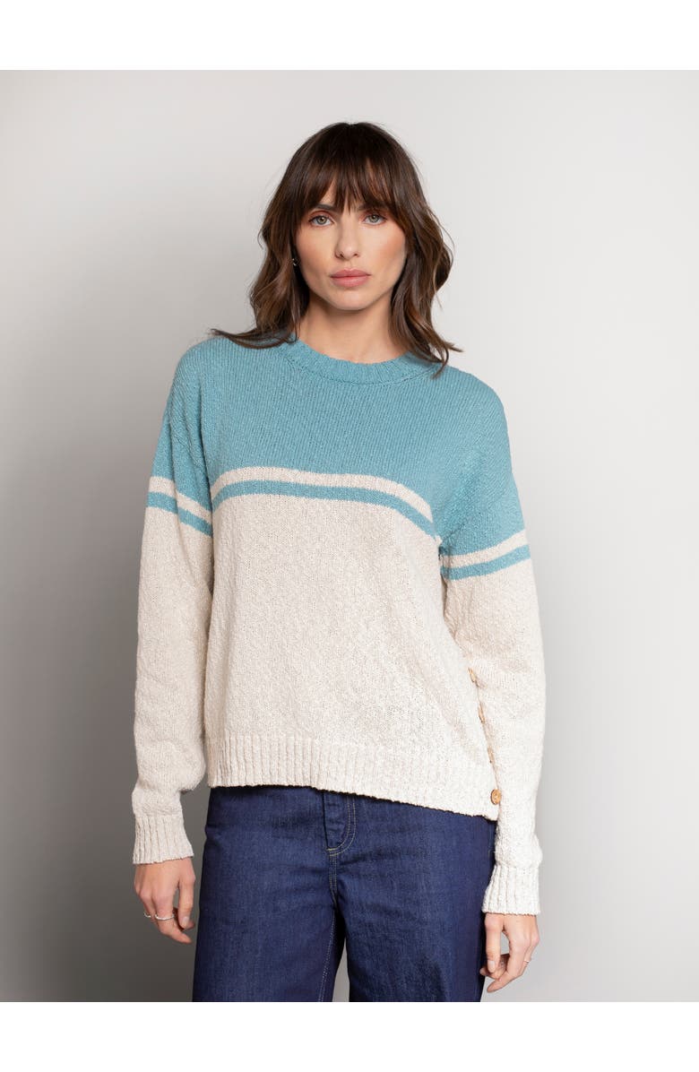 Celtic & Co. Slub Yarn Colourblock Sweater, Main, color, Skylight / Oatmeal