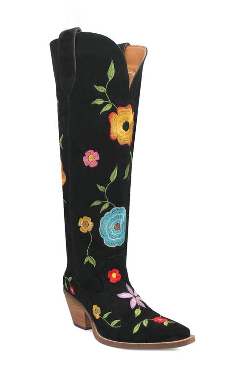 Dingo Flower Power Knee High Western Boot In Black