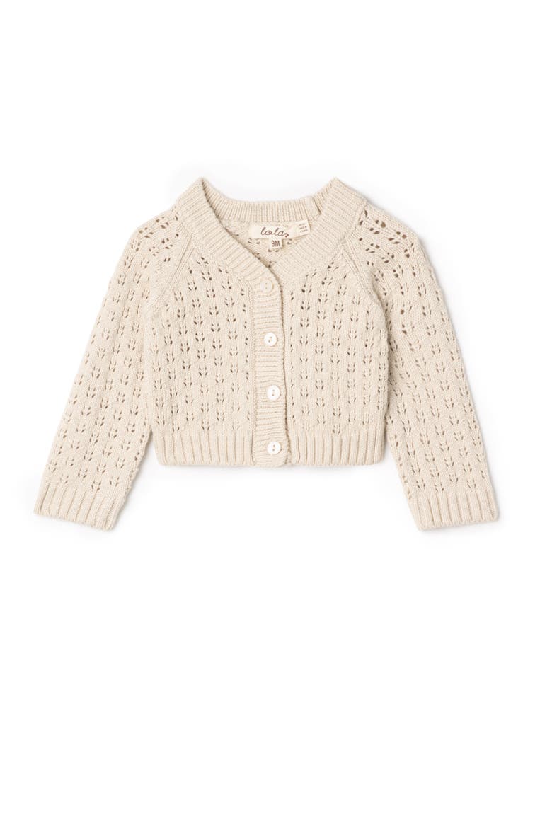 Pointelle Knit Button Front Cardigan with Scalloped Trim, Main, color, Dark Almond