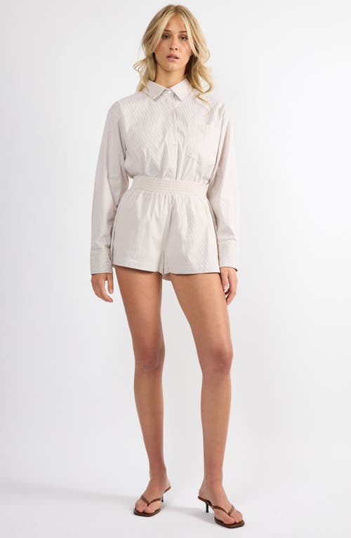 Viens Avec Moi Everyday Oversize Stripe Button-up Shirt In Brown
