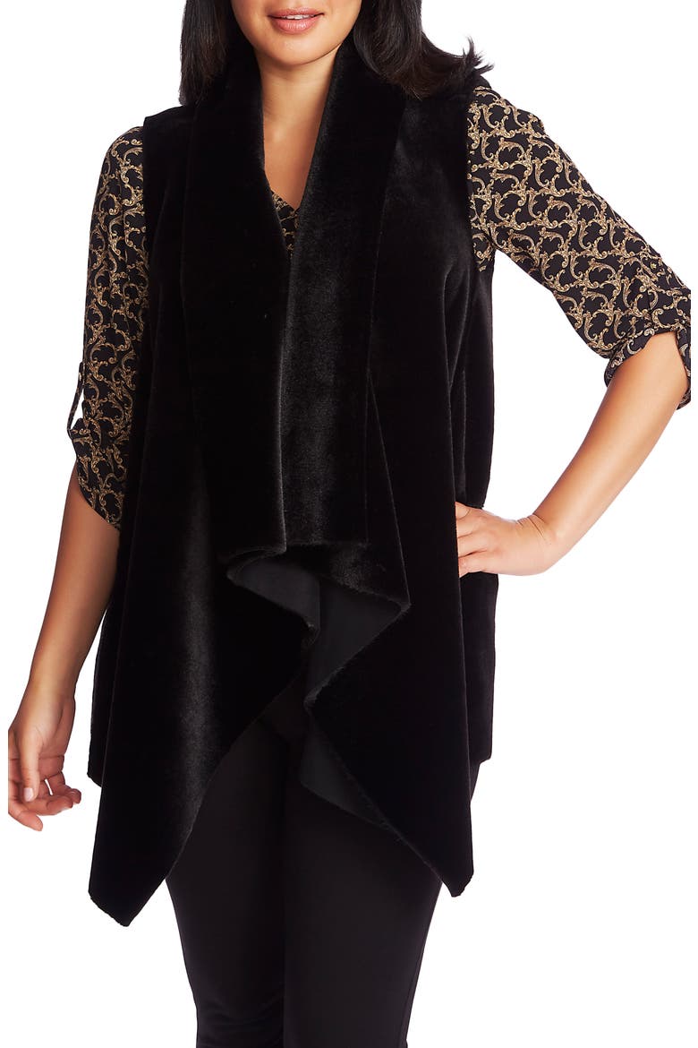 Faux Fur Vest, Main, color, RICH BLACK