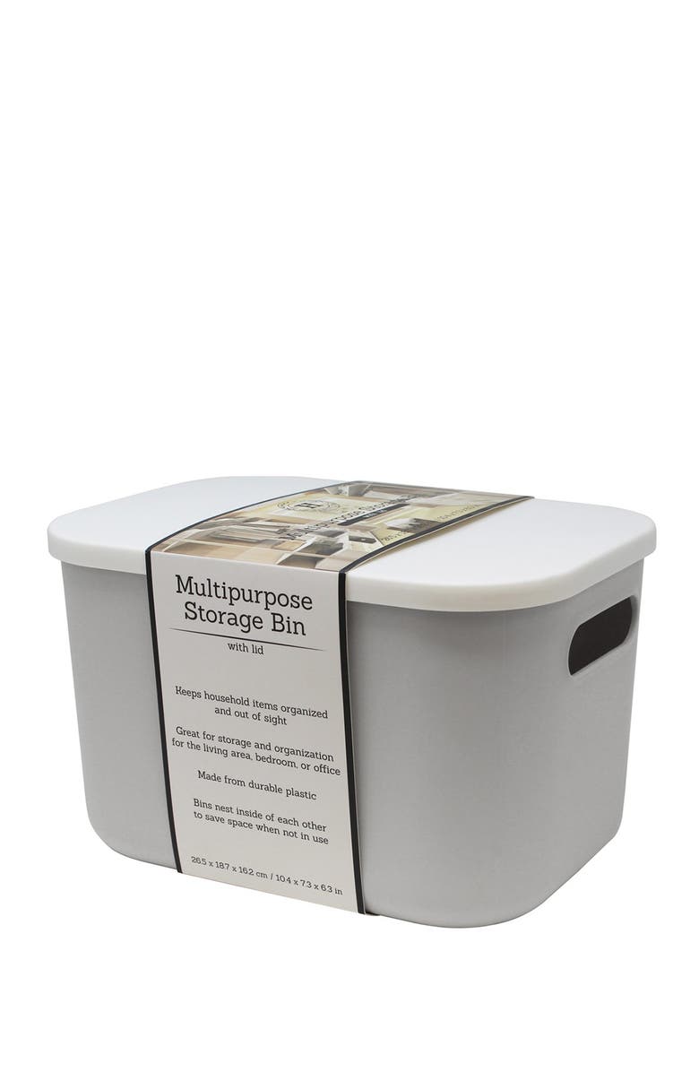 Gourmet Home Products Heritage Light Gray Large Multipurpose Storage Bin, Main, color,