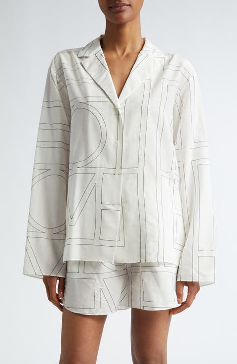 Monogram Embroidered Button-Up Shirt