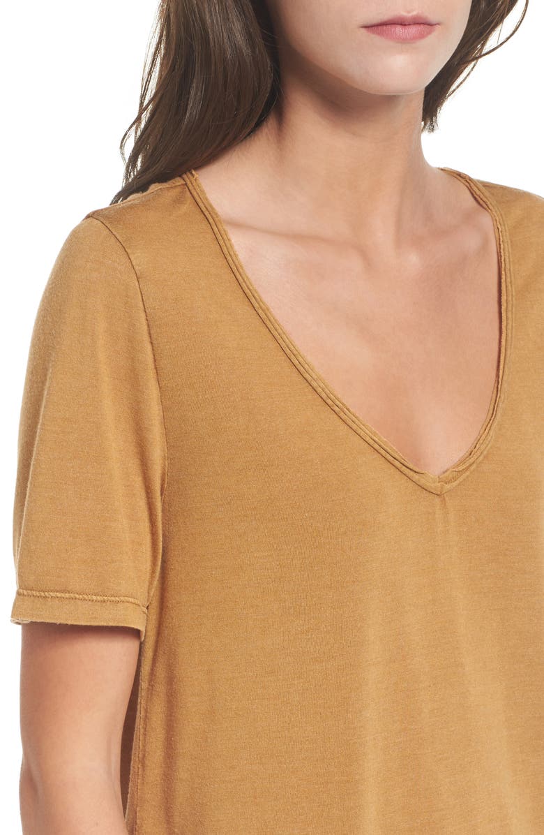 BP. Raw Edge V-Neck Tee, Alternate, color,