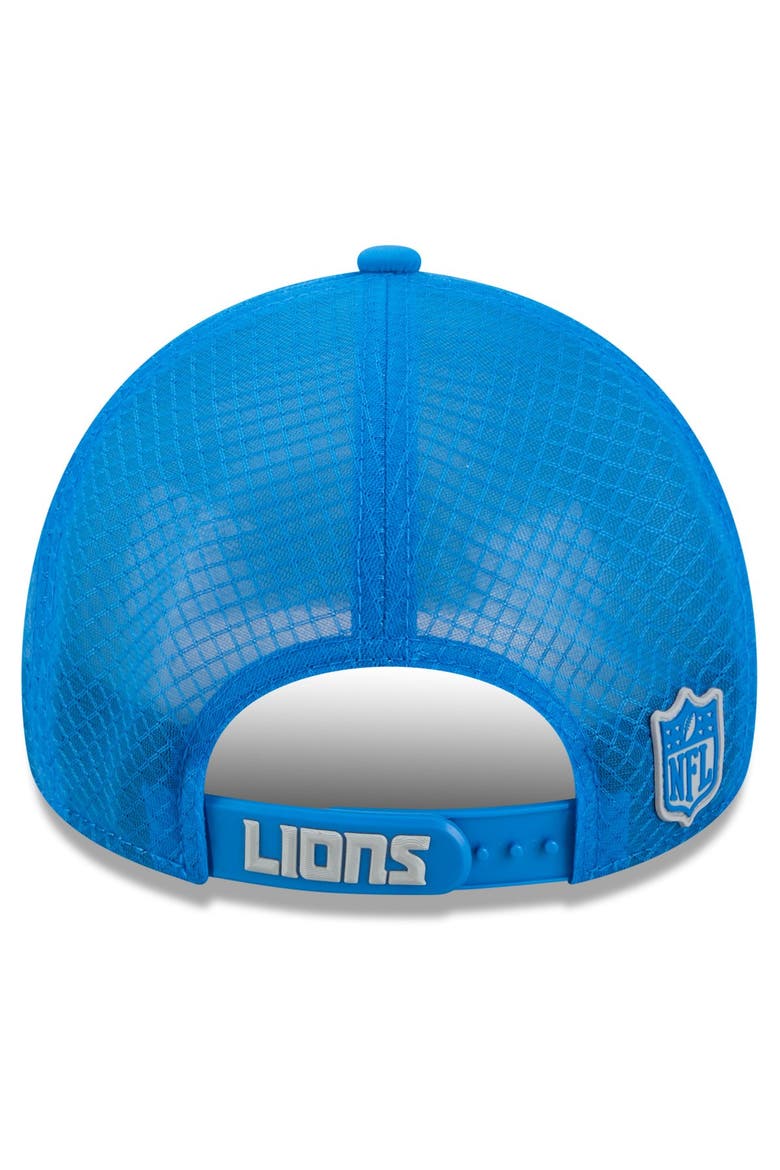 Men's New Era Blue Detroit Lions 2026 Sideline Apex 9FORTY Adjustable Trucker Hat, Alternate, color, Blue