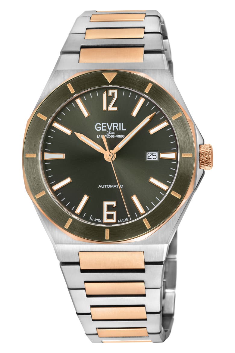 High Line Two-Tone Goldtone Plated Automatic Bracelet Watch, 43mm, Main, color, TWO TONE