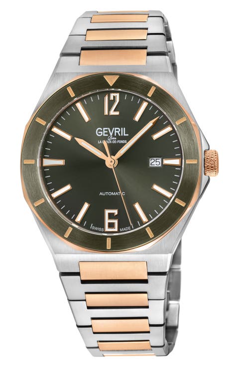 High Line Two-Tone Goldtone Plated Automatic Bracelet Watch, 43mm