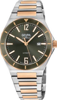 GEVRIL High Line Two-Tone Goldtone Plated Automatic Bracelet Watch, 43mm