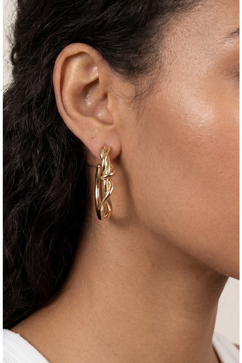 Twisted Medium Hoop Earrings, Alternate, color, GOLD