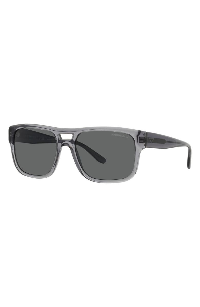 Emporio Armani 57mm Pillow Sunglasses, Alternate, color, Transparent Grey