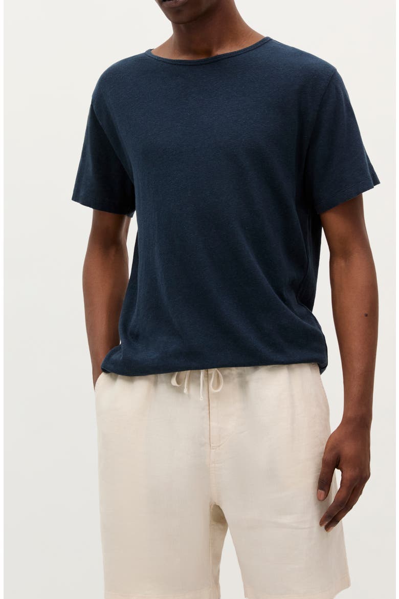 Icon Basic Linen Tee, Main, color, DARK NAVY