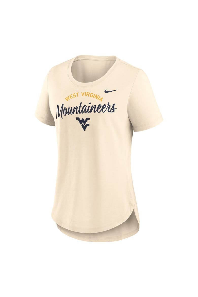 Women's Nike  Cream West Virginia Mountaineers Script Logo Tri-Blend T-Shirt, Alternate, color, Cream