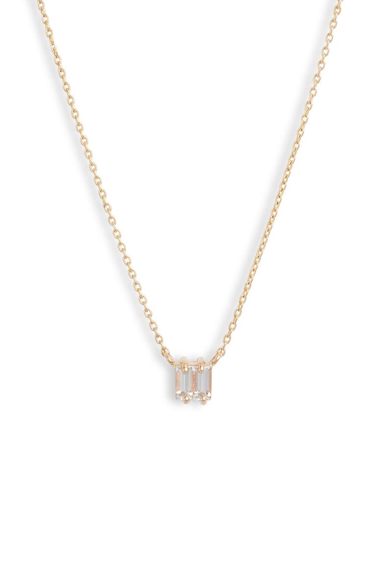 White Sapphire Double Baguette Necklace, Main, color, WHITE SAPPHIRE/ YELLOW GOLD
