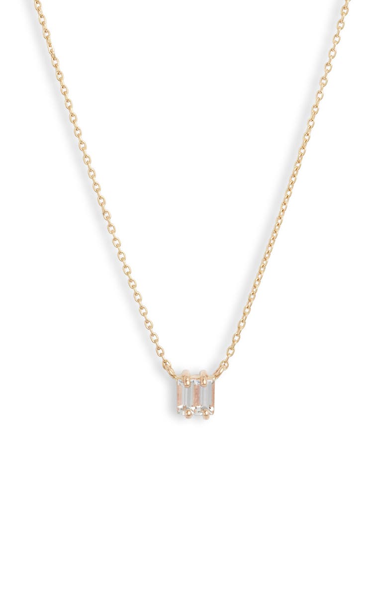 Poppy Finch White Sapphire Double Baguette Necklace, Main, color, 