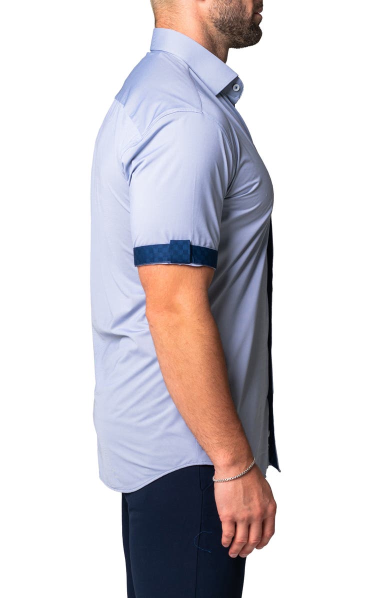 Maceoo Galileo Joli Purple Stretch Short Sleeve Button-Up Shirt, Alternate, color,