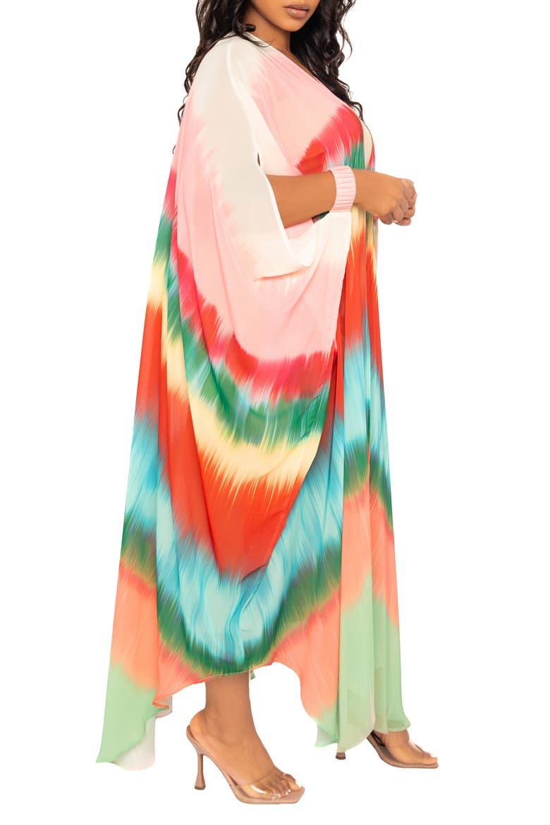 Ombré Stripe Elastic Cuff Cover-Up, Alternate, color, ORANGE MULTI