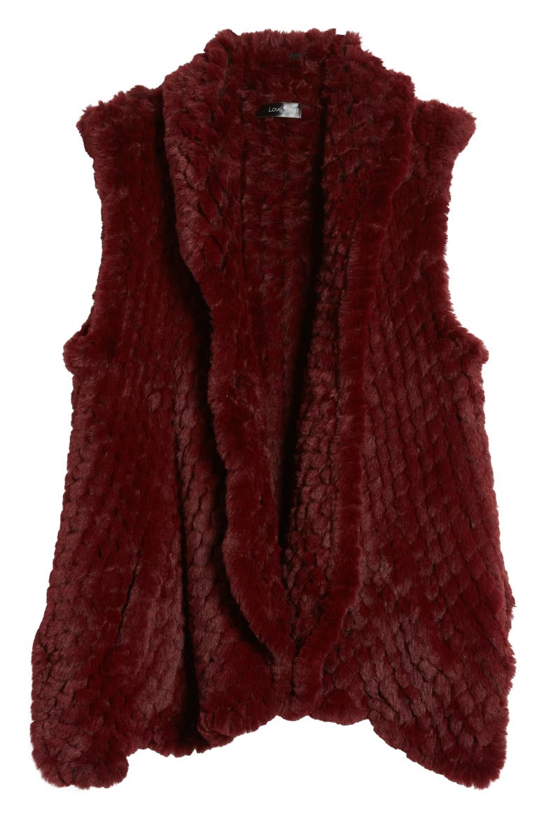 Faux Fur Vest, Alternate, color, WINE