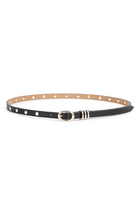 Skinny Studded Leather Belt