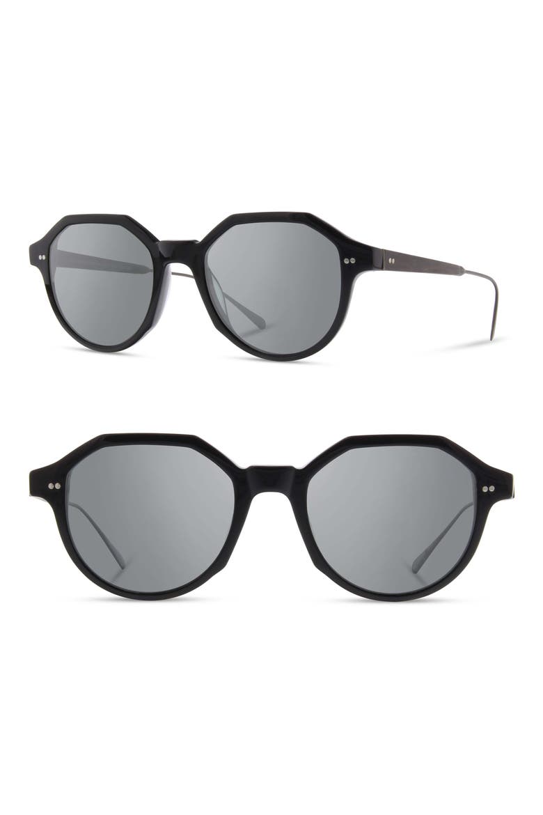 Powell 50mm Polarized Geometric Sunglasses, Main, color, BLACK/ GUNMETAL/ EBONY/ GREY