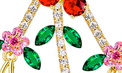 Eye Candy Los Angeles Donya Cherry Cubic Zirconia Drop Earrings In Red