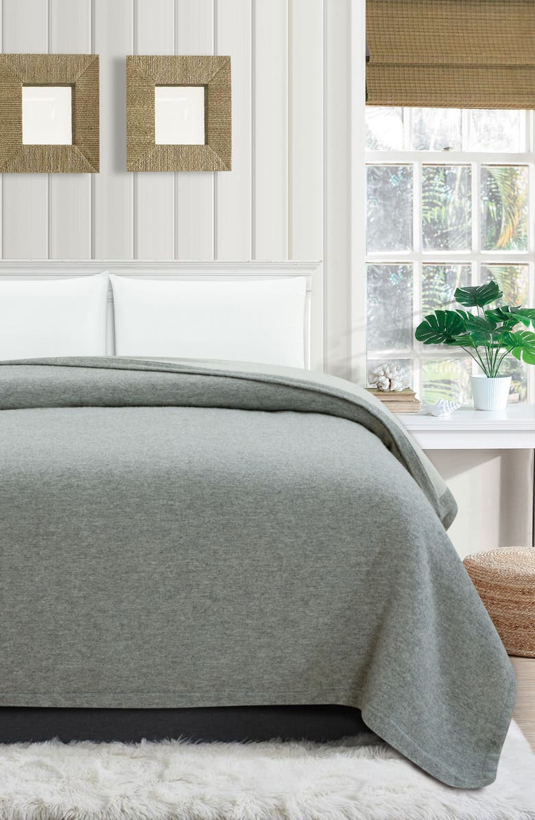 MELANGE HOME Self Hem Merino Wool Blanket, Alternate, color, Grey