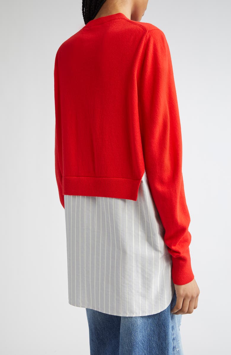 Stella McCartney Mixed Media Wool, Silk & Cotton Cardigan, Alternate, color, 6025 - Lipstick Red