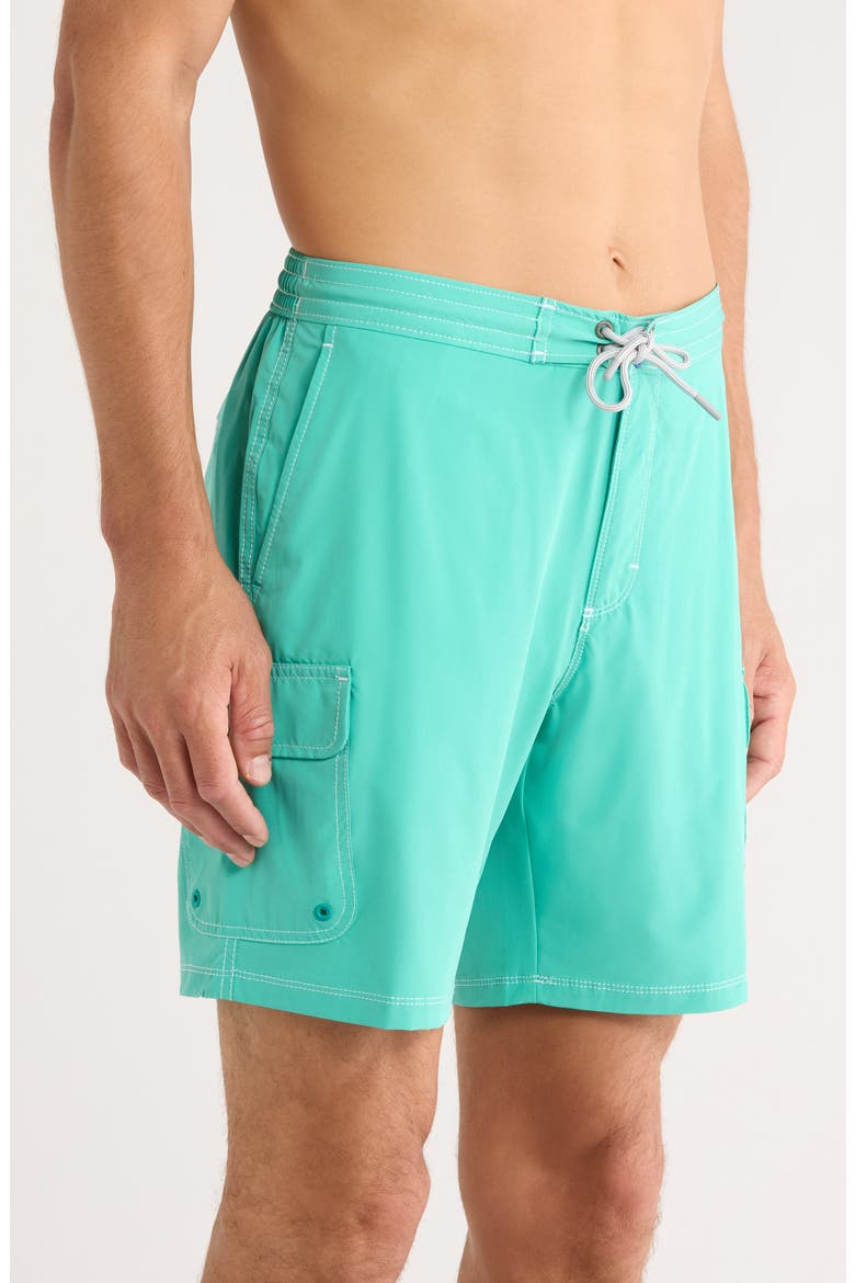 Baja Bay Swim Trunks, Alternate, color, ATLANTIS TEAL